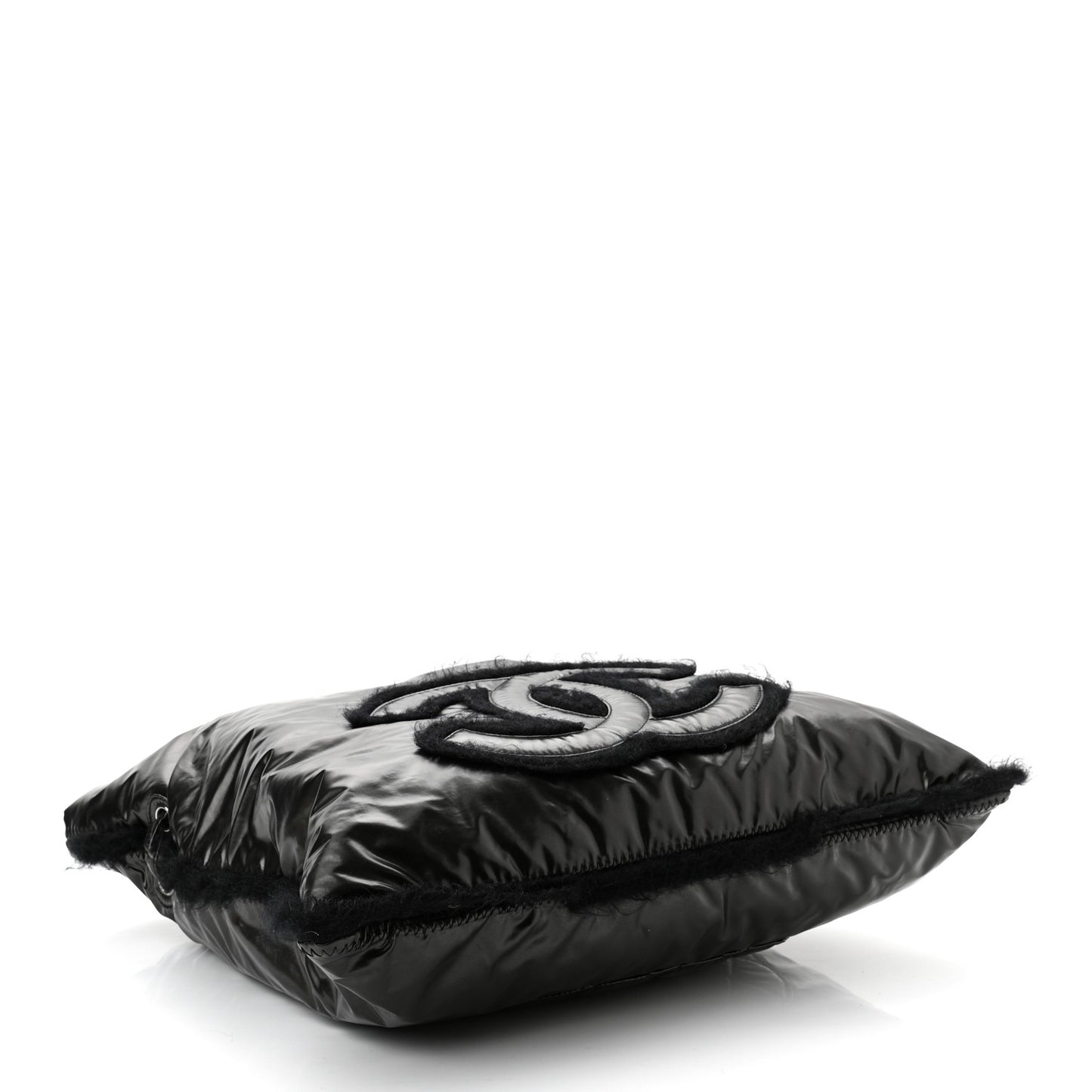 Vinyl Mohair Trimmed CC Bonbons Tote Black