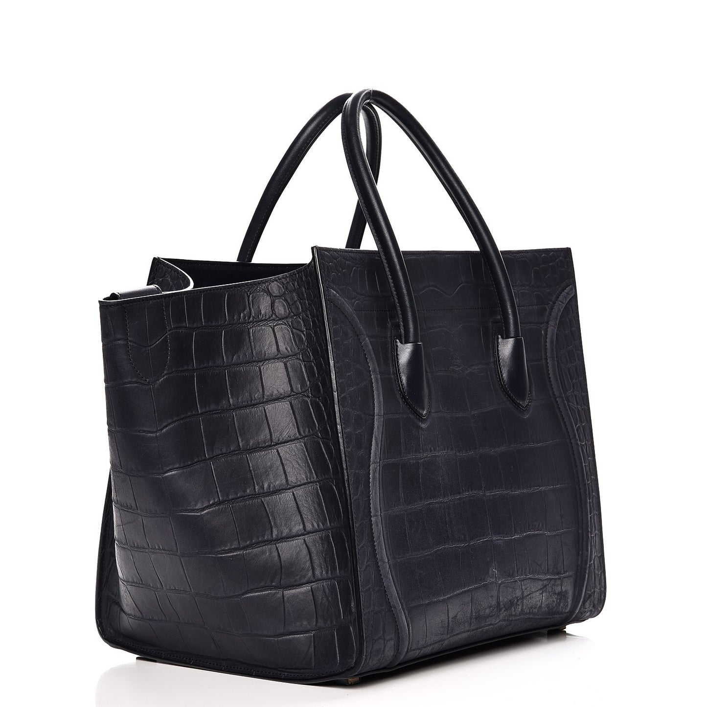 Crocodile Embossed Nubuck Medium Phantom Luggage Navy Blue
