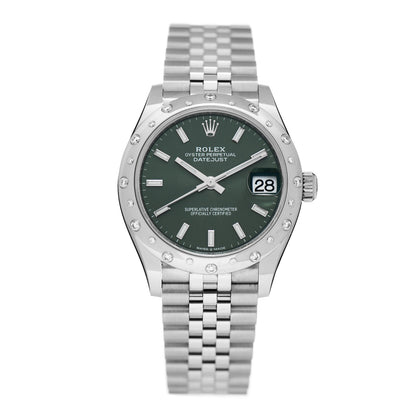 Rolex Stainless Steel 18K White Gold Diamond 31mm Oyster Perpetual DateJust Watch Mint Green 278344RBR 1 of 5