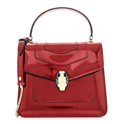 Bulgari Metallic Calfskin Serpenti Forever Top Handle Dark Red 1 of 10