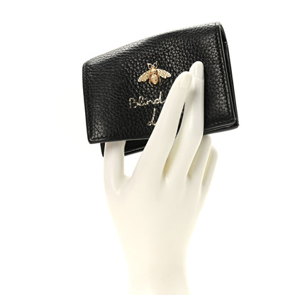 Gucci Pebbled Calfskin Animalier Card Case Black 2 of 8