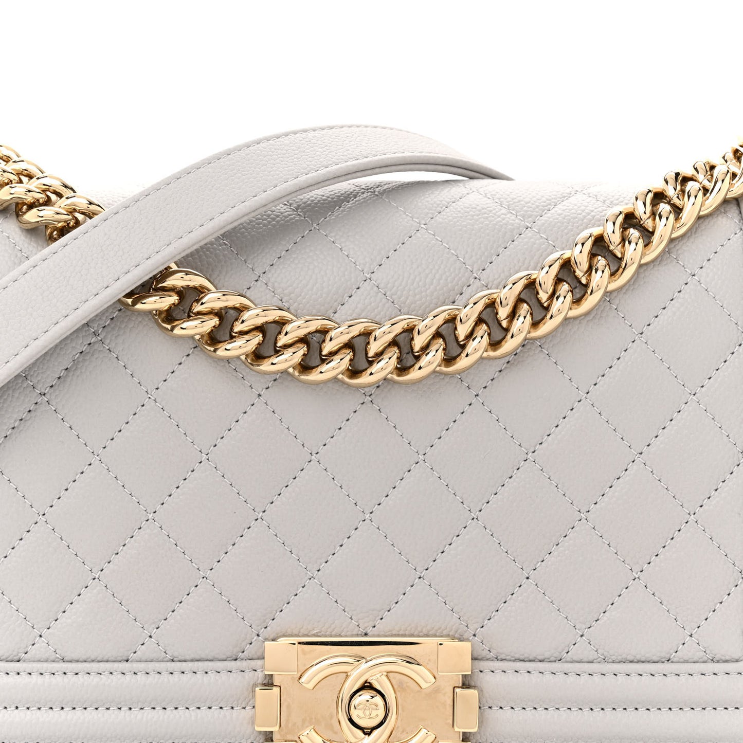 Caviar Quilted Medium Boy Flap Grey