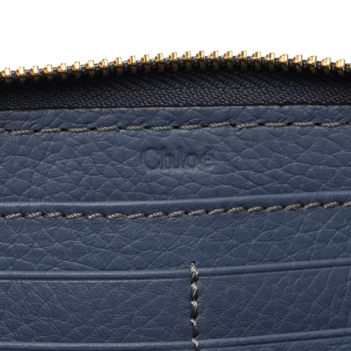 Grained Calfskin Marcie Long Zip Around Wallet Royal Navy
