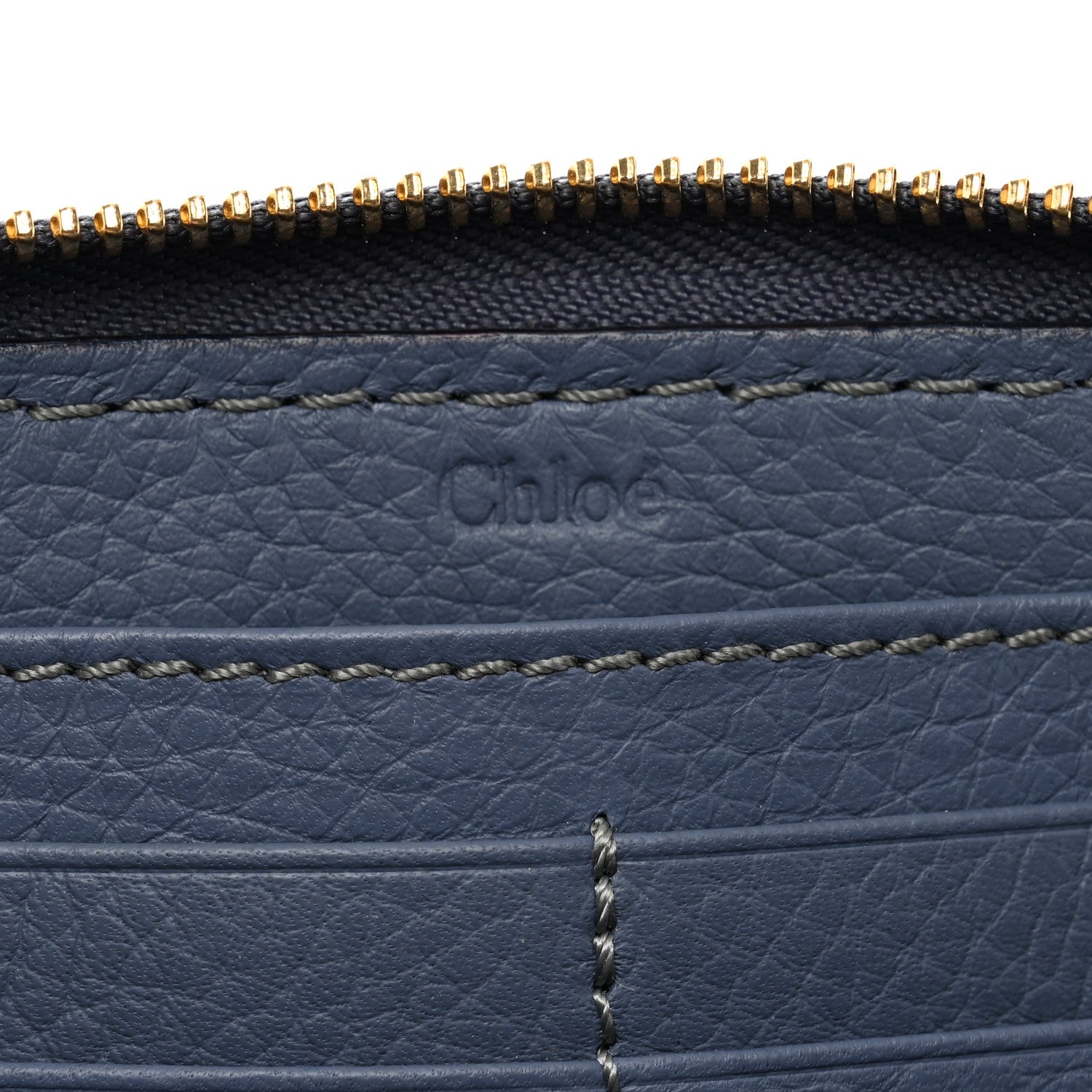 Chloe Grained Calfskin Marcie Long Zip Around Wallet Royal Navy 6 of 7