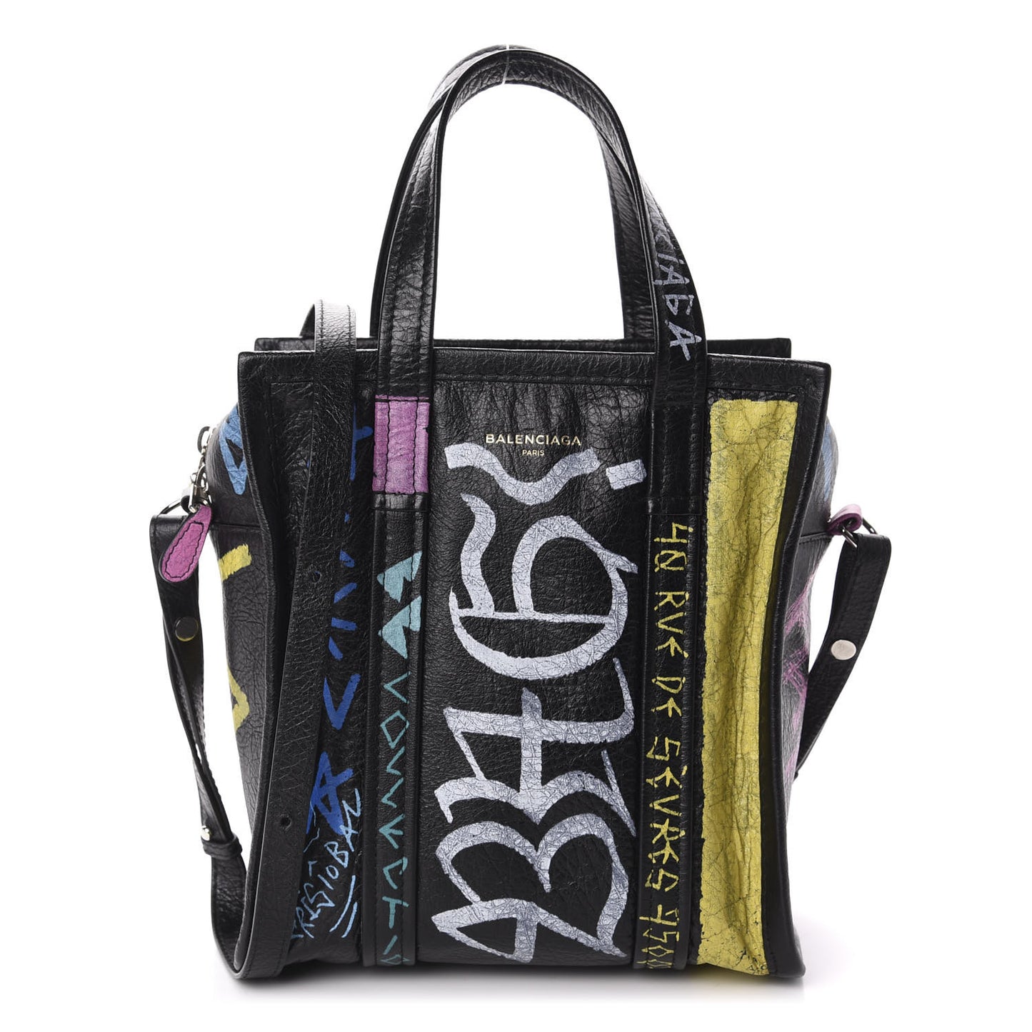 Agneau Arena Graffiti All Over XS Bazar Shopper Tote Black Multicolor