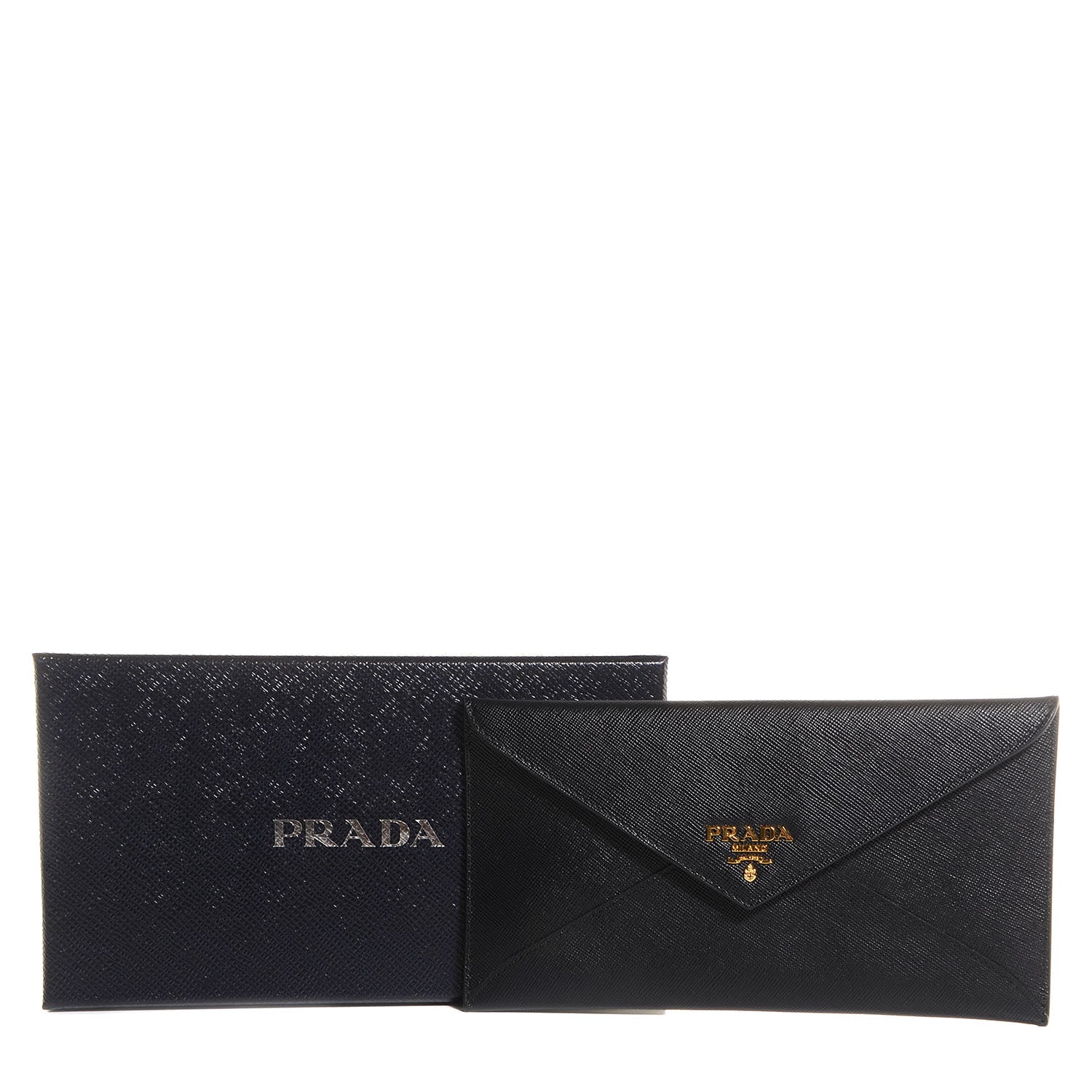 Prada Saffiano Metal Envelope Wallet Black 11 of 11