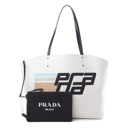 Prada Canvas Racing Logo Tote White 1 of 13
