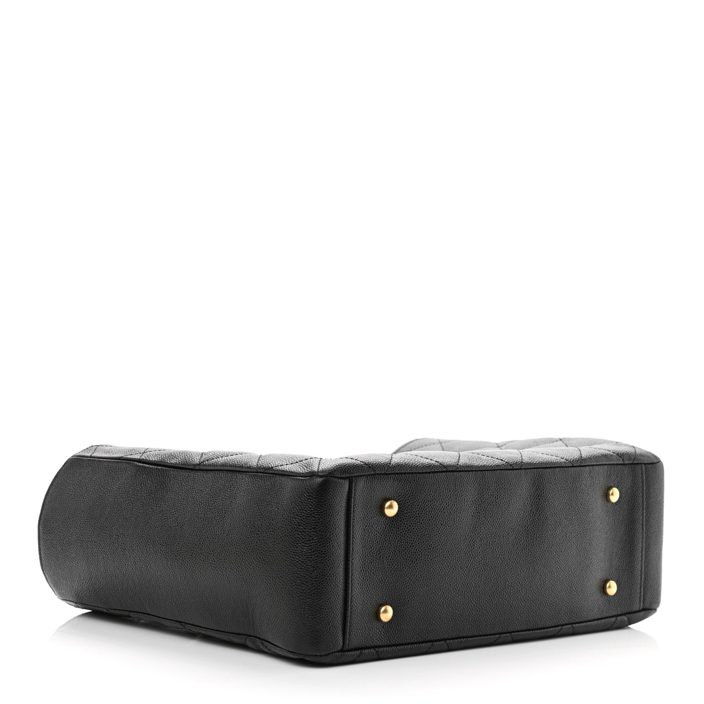 Caviar Quilted Small Shopping Tote Black
