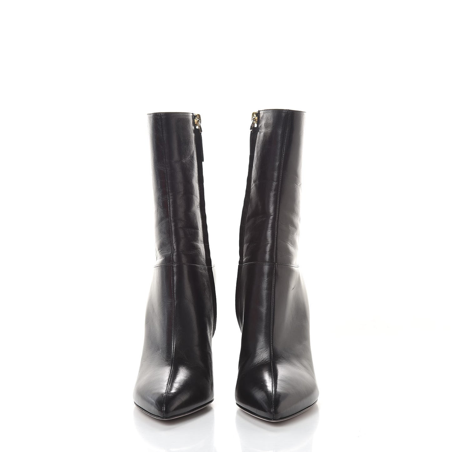 Glossy Calfskin Ringstud 100 Ankle Boots 39 Black