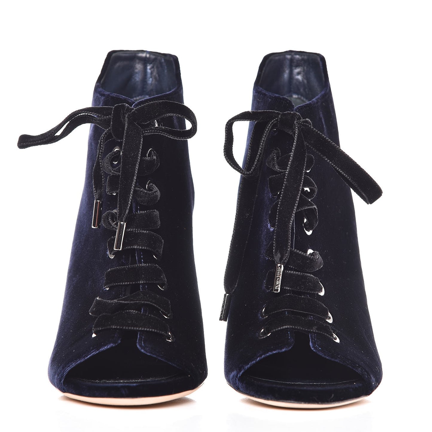 Velvet Lace Up Mavy Booties 37 Navy
