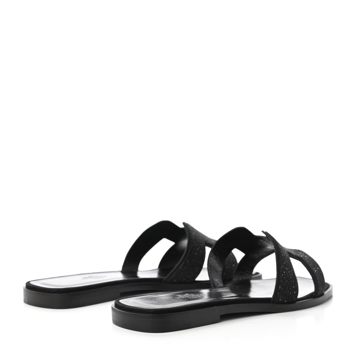 Suede Goatskin Crystal Powder Oran Sandals 38 Black