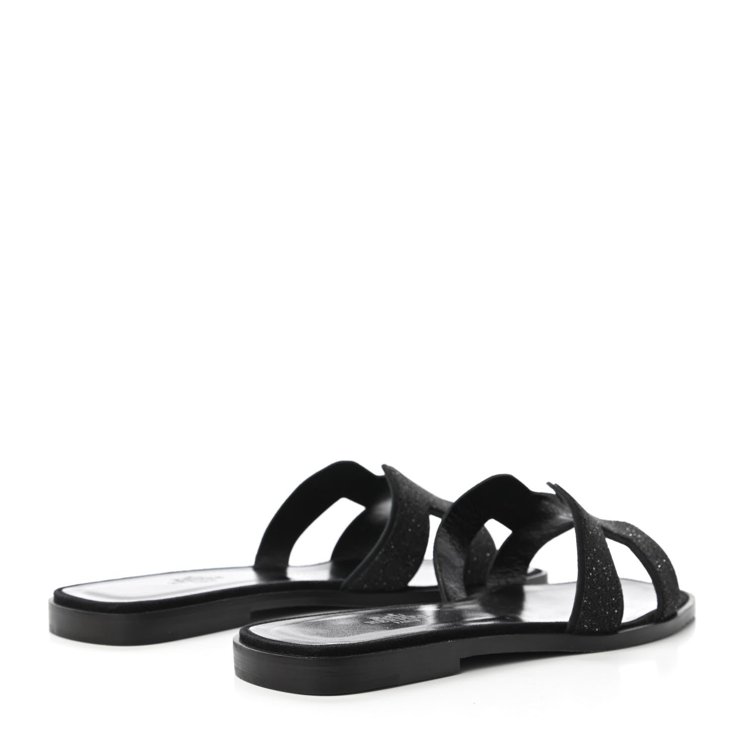 Hermes Suede Goatskin Crystal Powder Oran Sandals 38 Black 4 of 9