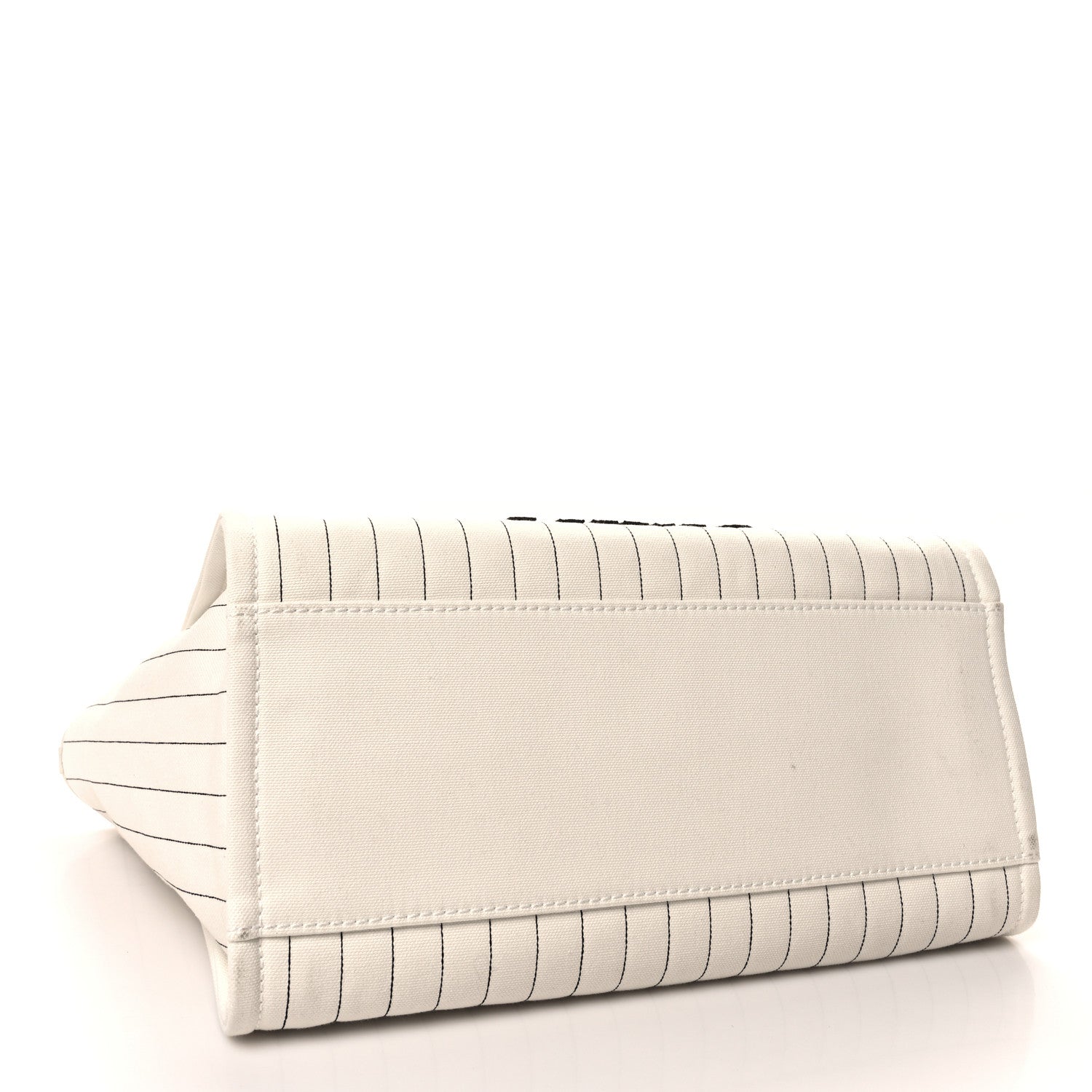 Chanel Canvas Calfskin Striped Medium Deauville Tote White Black 5 of 12