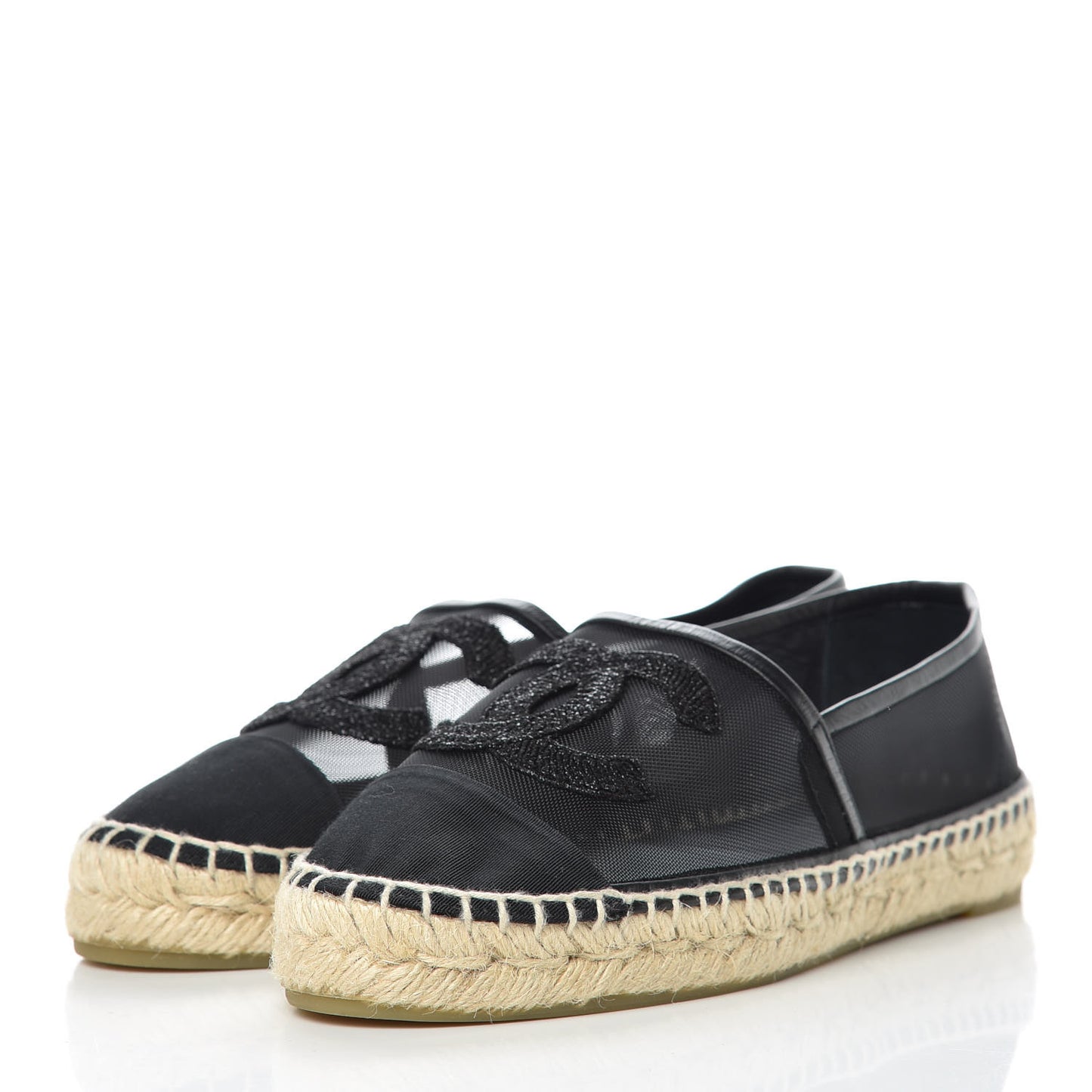 Mesh Grosgrain CC Espadrilles 36 Black