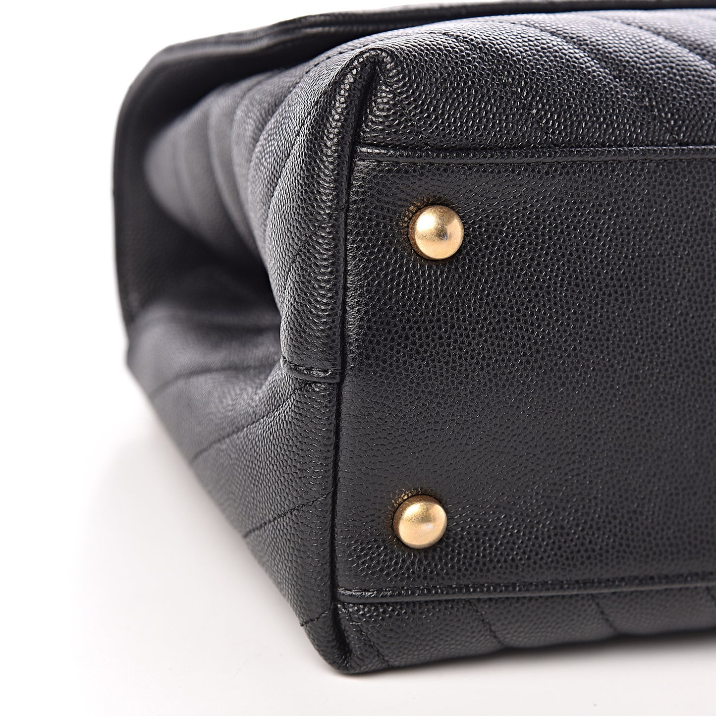 Caviar Chevron Quilted Small Coco Handle Flap Black