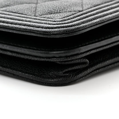Chanel Caviar Quilted Boy Wallet On Chain WOC Black 10 of 12