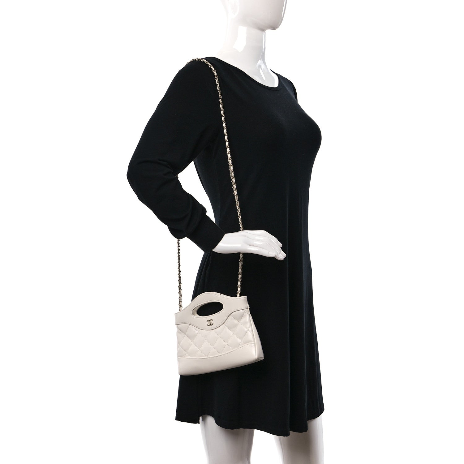 Chanel Shiny Crumpled Calfskin Quilted Nano 31 Shopping Bag White 2 of 11