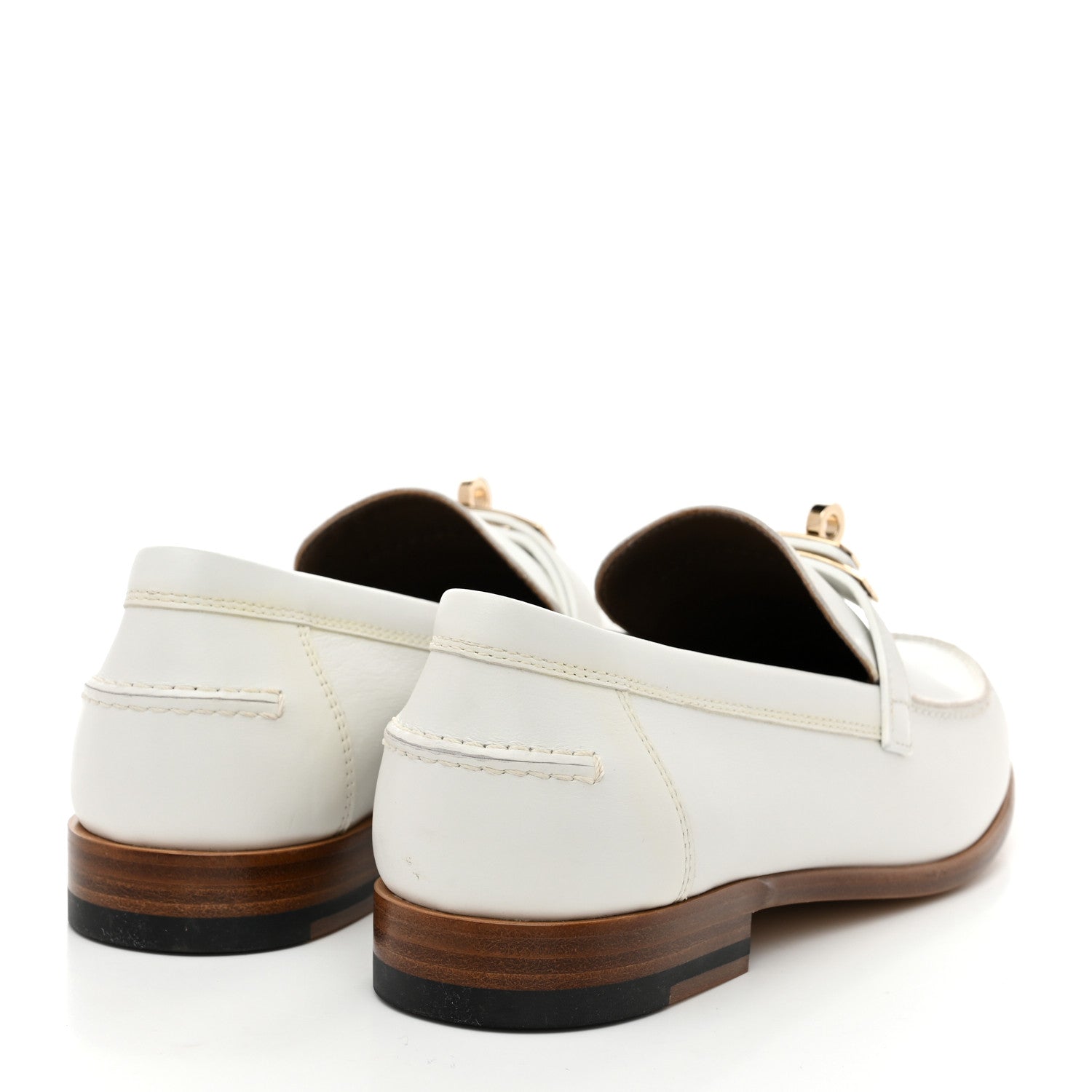 Hermes Calfskin Womens Destin Loafers 38.5 White 5 of 10