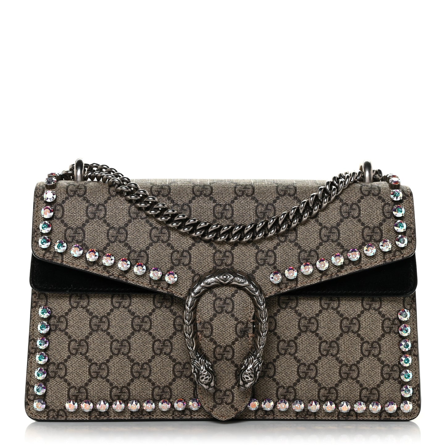 GG Supreme Monogram Crystal Small Dionysus Shoulder Bag Black