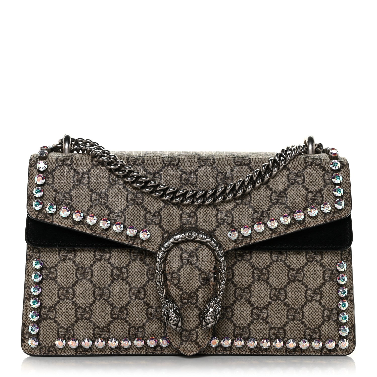 Gucci GG Supreme Monogram Crystal Small Dionysus Shoulder Bag Black 1 of 11