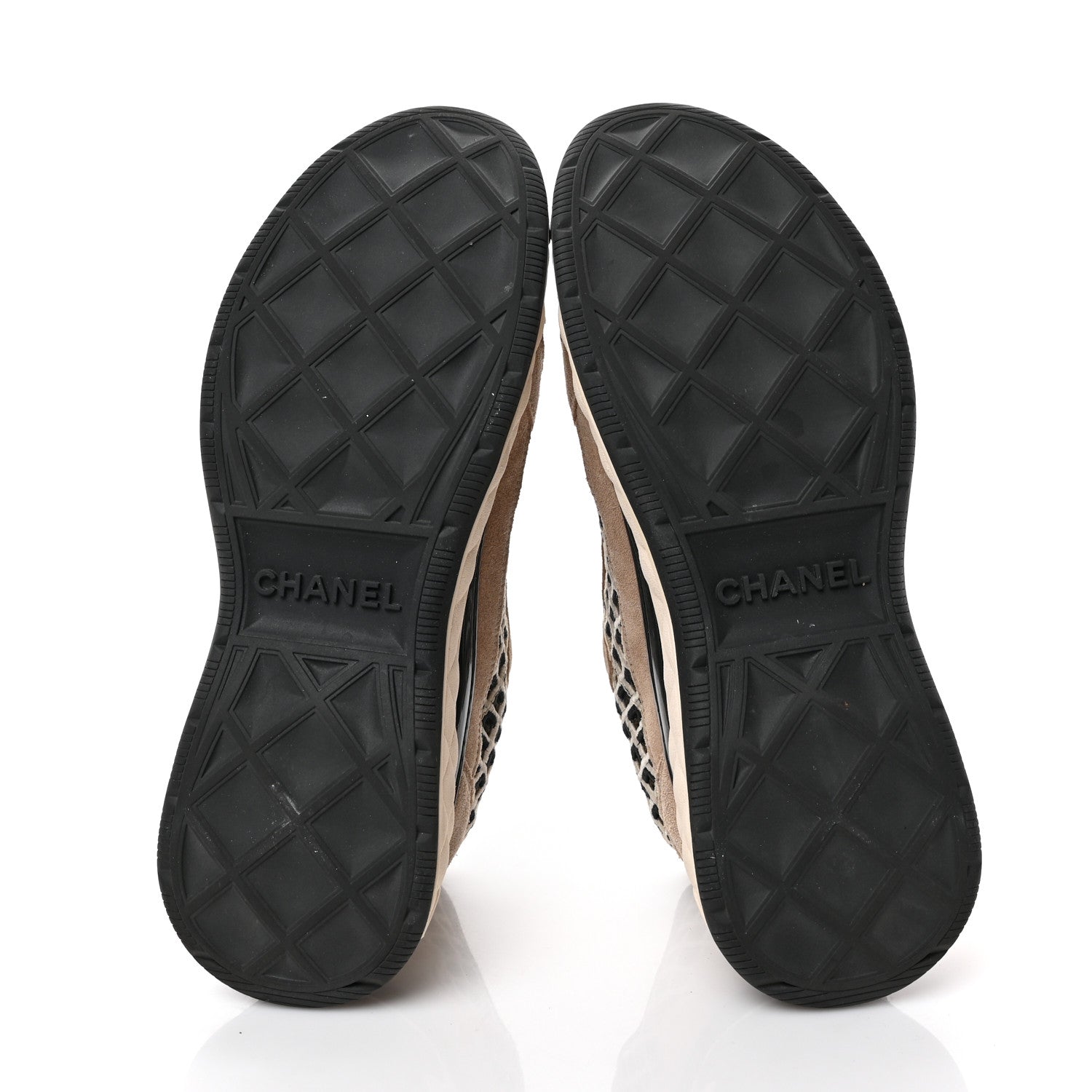 Chanel Suede Calfskin Embroidered CC Sneakers 41 Beige Black 5 of 8