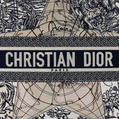 Christian Dior Canvas Embroidered Large Around The World Book Tote Blue 8 of 11
