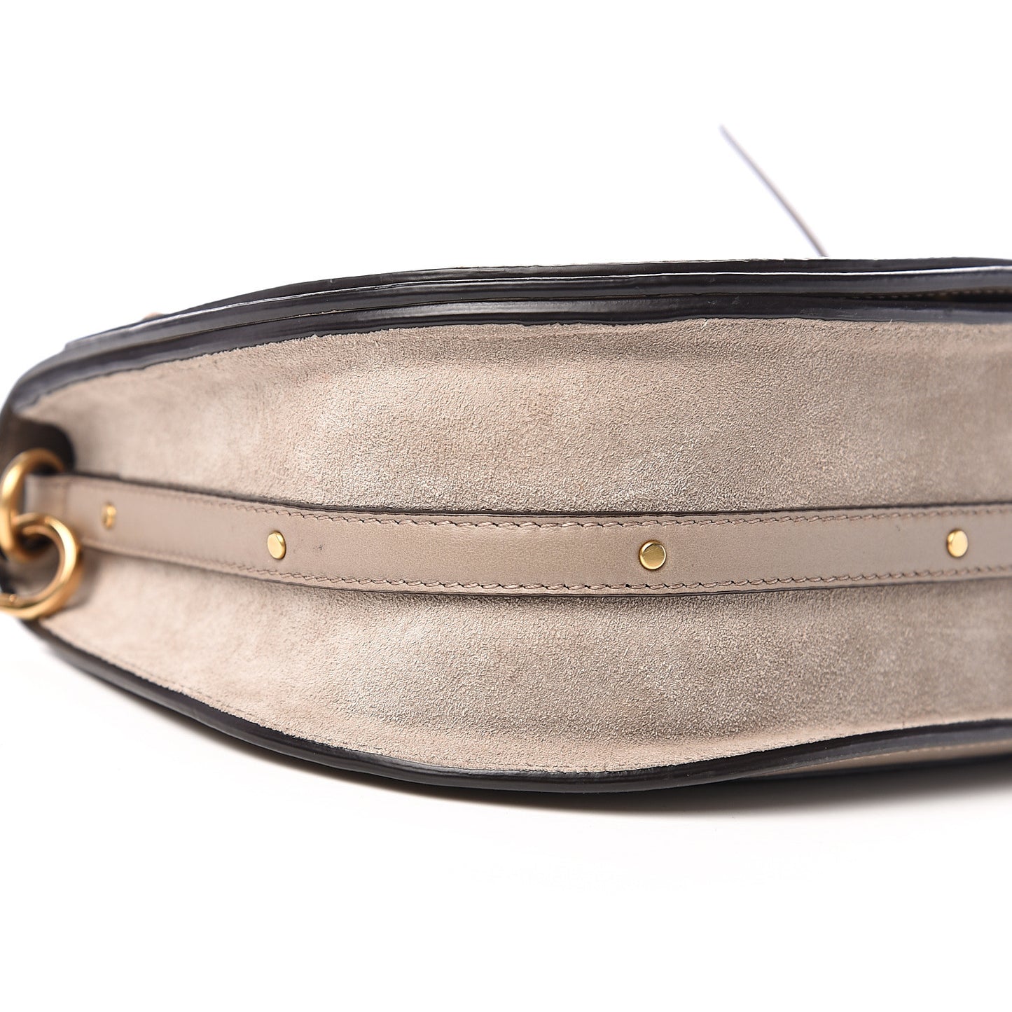 Calfskin Suede Medium Nile Bracelet Bag Motty Grey