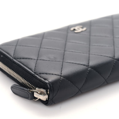 Chanel Lambskin Quilted Large Gusset Zip Around Wallet Black 9 of 10