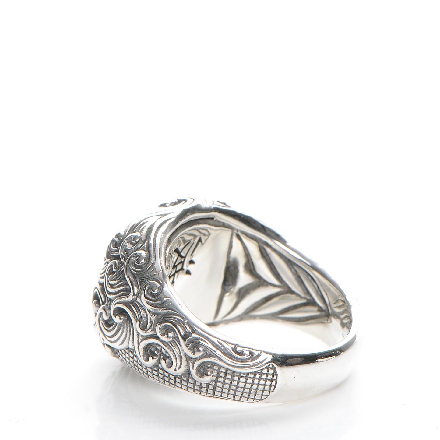 Sterling Silver Black Diamond Waves Signet Ring 64.5 11