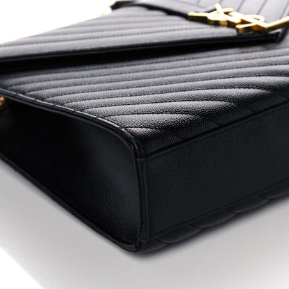 Saint Laurent Grain De Poudre Matelasse Chevron Large Monogram Satchel Black 10 of 13
