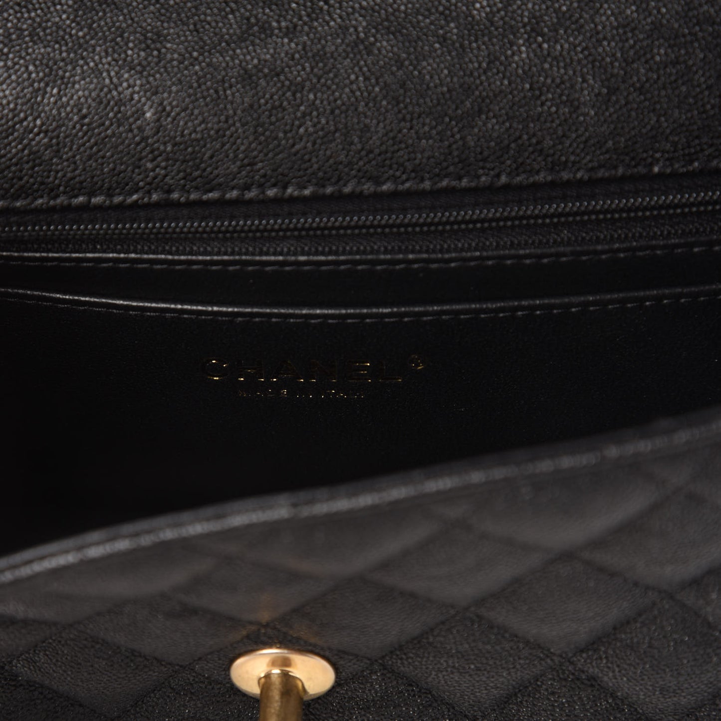 Caviar Quilted Mini Top Handle Rectangular Flap Black