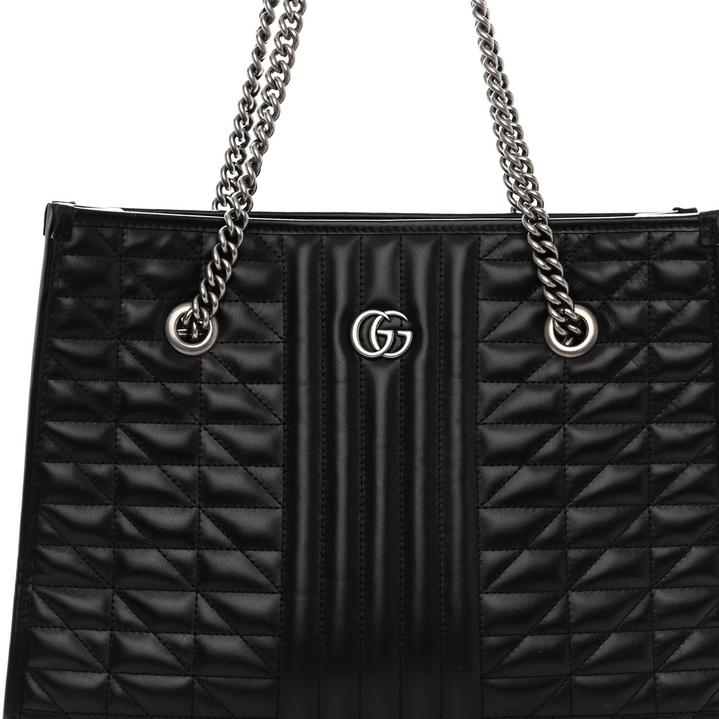 Calfskin Matelasse Aria Medium GG Marmont Shoulder Tote Black
