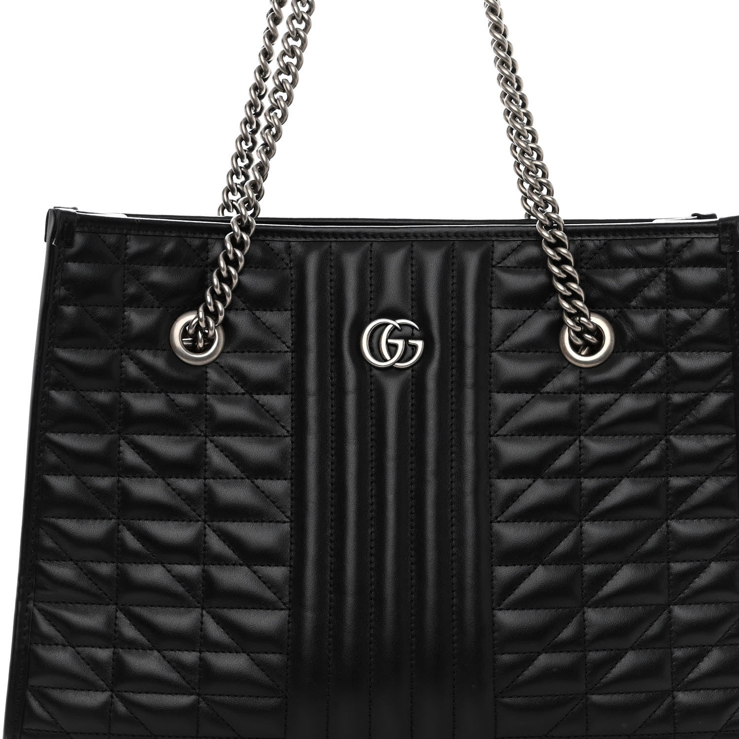 Gucci Calfskin Matelasse Aria Medium GG Marmont Shoulder Tote Black 8 of 12