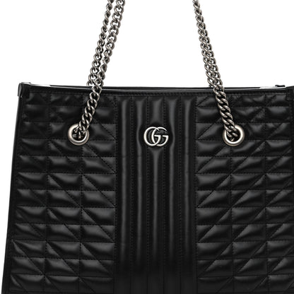 Gucci Calfskin Matelasse Aria Medium GG Marmont Shoulder Tote Black 8 of 12