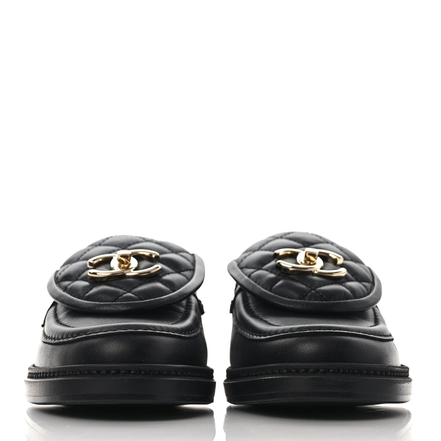 Chanel Lambskin Quilted CC Turnlock Loafers 36.5 Black 2 of 9