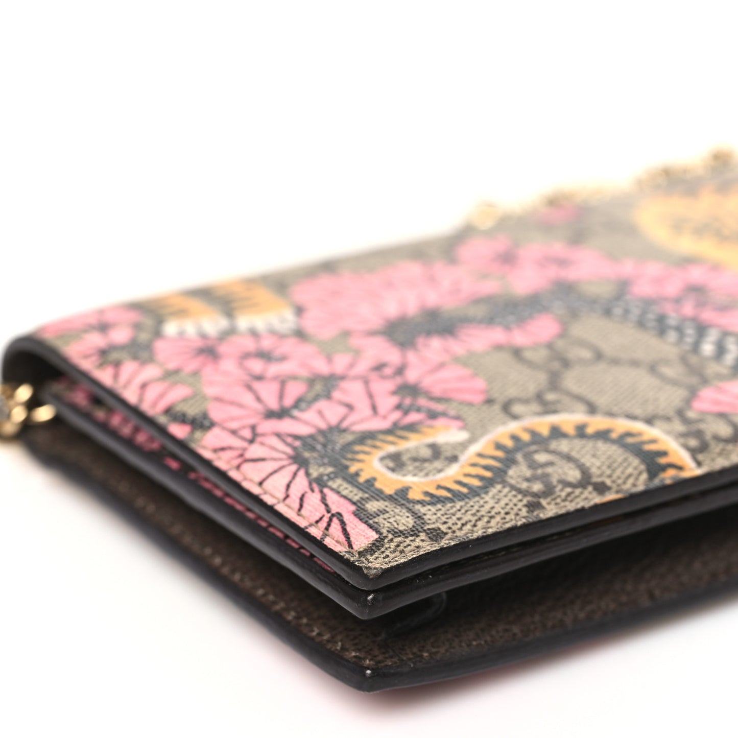 GG Supreme Monogram Bengal Chain Wallet Beige Pink