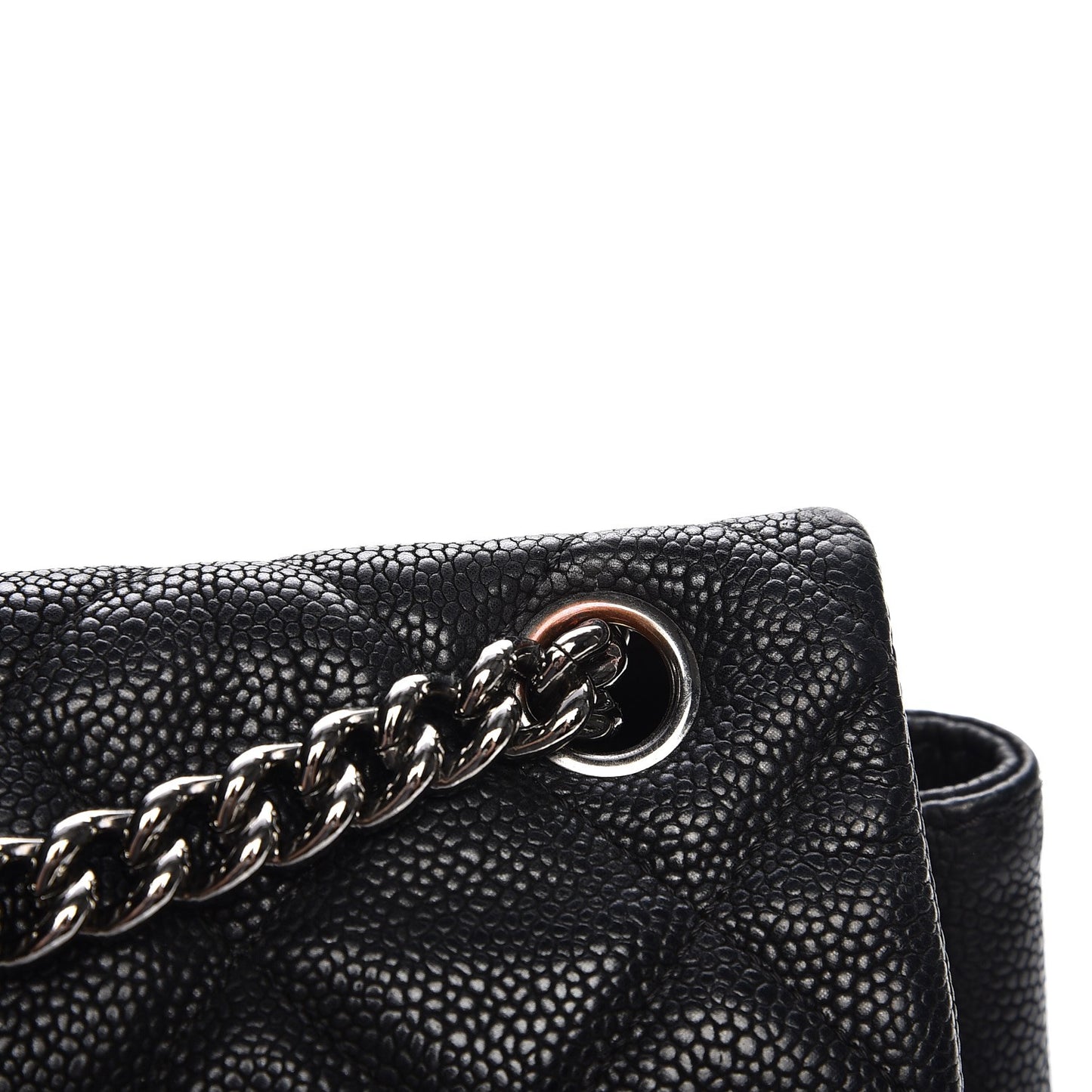 Iridescent Caviar Quilted Medium Lady Pearly Flap Black