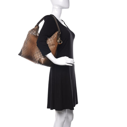 Gucci Monogram Lurex Medium Heart Bit Charm Hobo Bronze 2 of 12