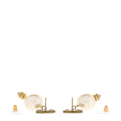 Gucci Metal Crystal Pearl Interlocking G Earrings Shiny Gold 3 of 5