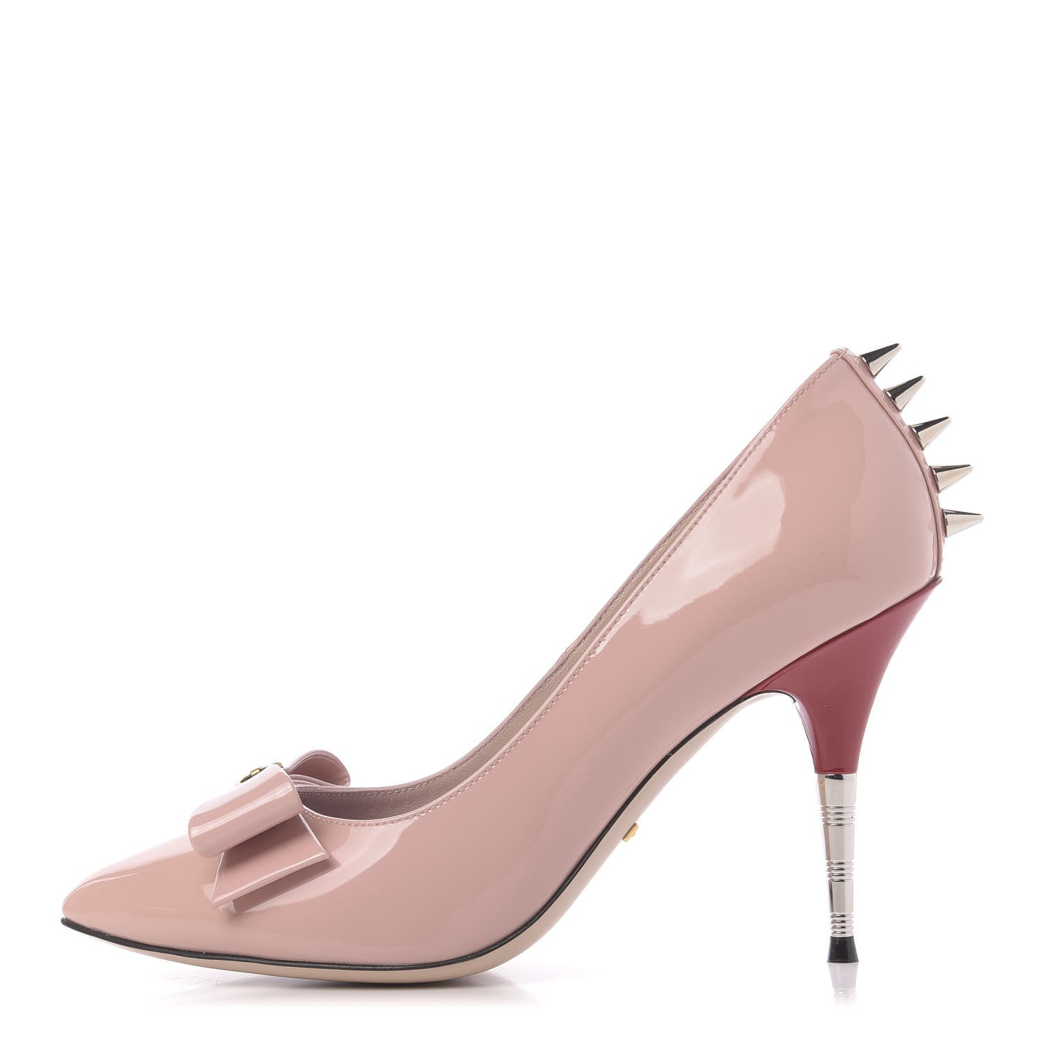 Gucci Patent GG Bow Sadie Spike High Heel Pumps 37 Perfect Pink 1 of 10
