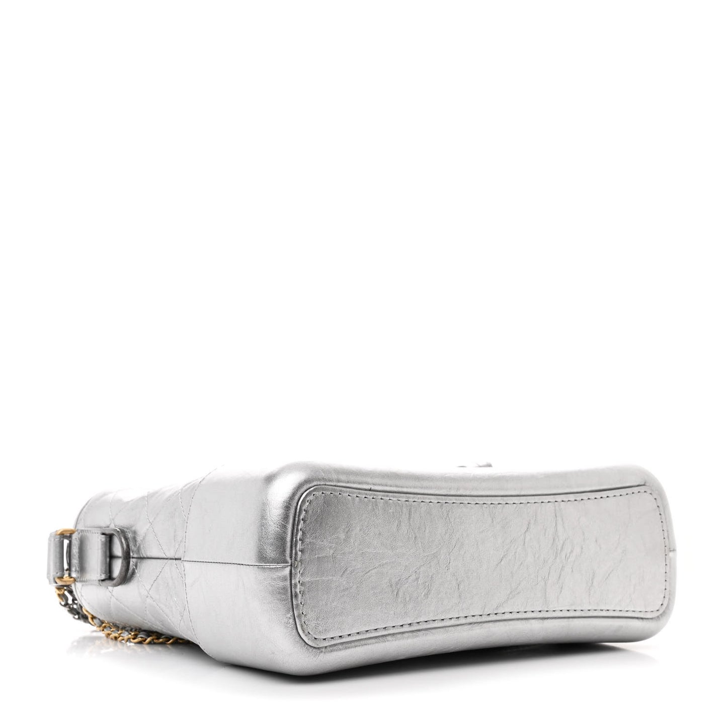 Metallic Aged Calfskin Quilted Medium Gabrielle Hobo Silver