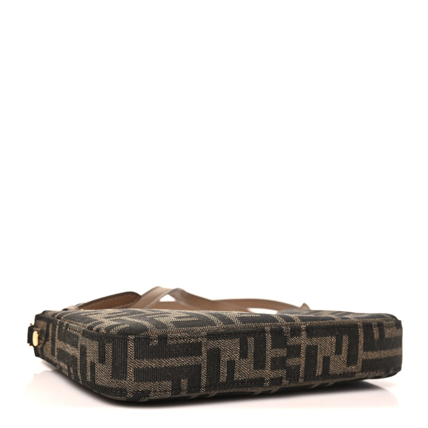 Fendi Fabric Jacquard Vitello Grace FF 1974 Baguette Pouch Tobacco Moro Sand 4 of 12