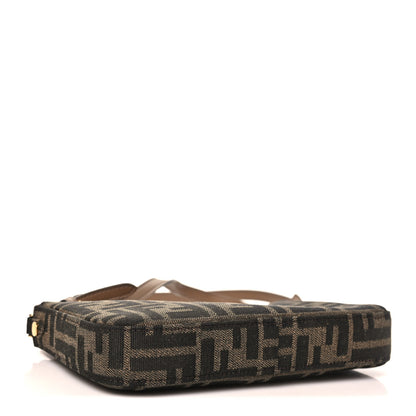 Fendi Fabric Jacquard Vitello Grace FF 1974 Baguette Pouch Tobacco Moro Sand 4 of 12