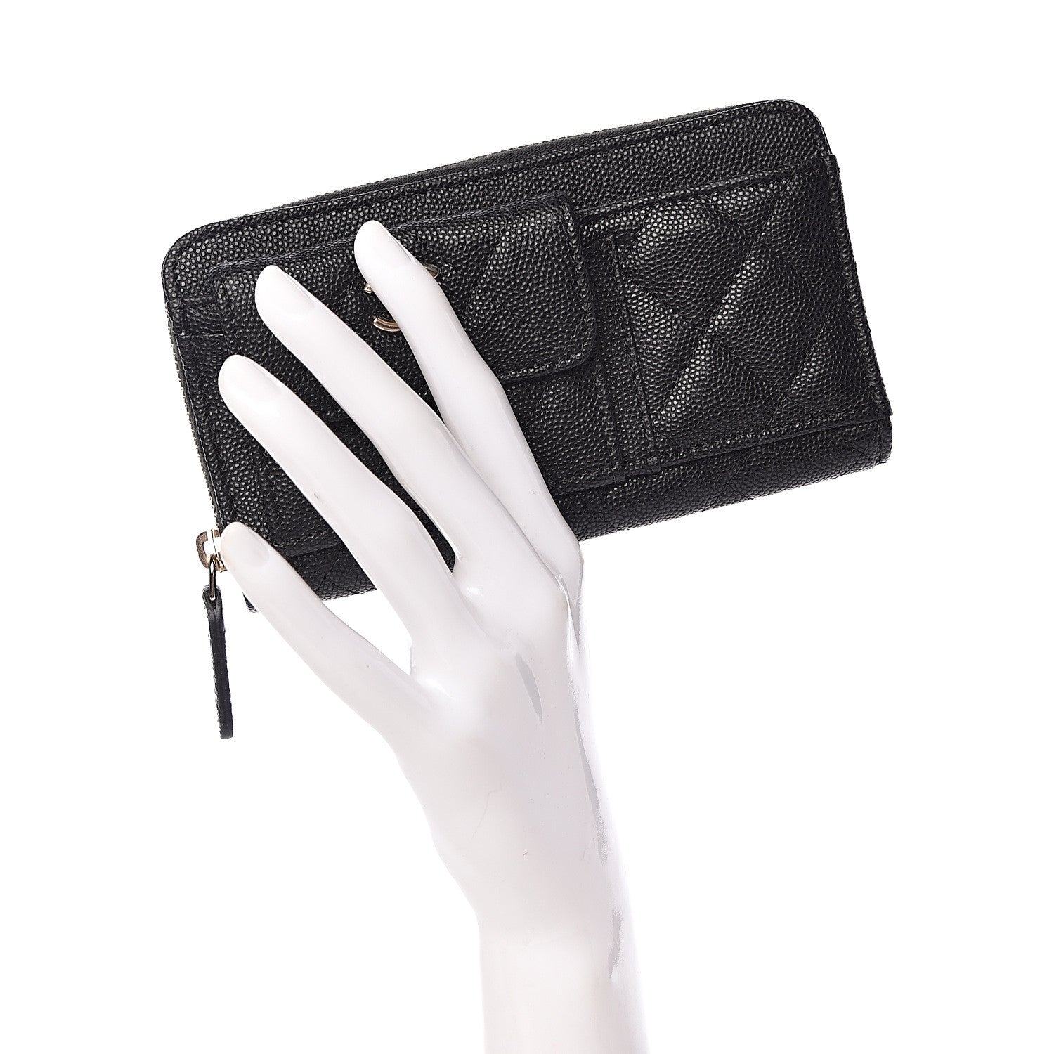 Chanel Caviar Quilted In & Out Zip Around Wallet Black 2 of 9