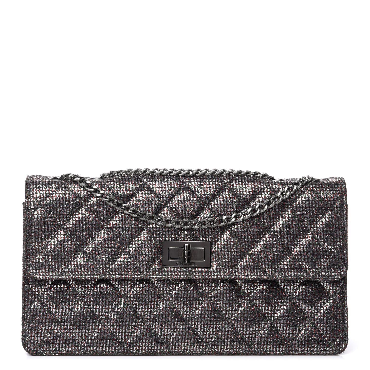 Chanel Crystal Quilted Mademoiselle Reissue 2.55 Flap Dark Silver 1 of 10