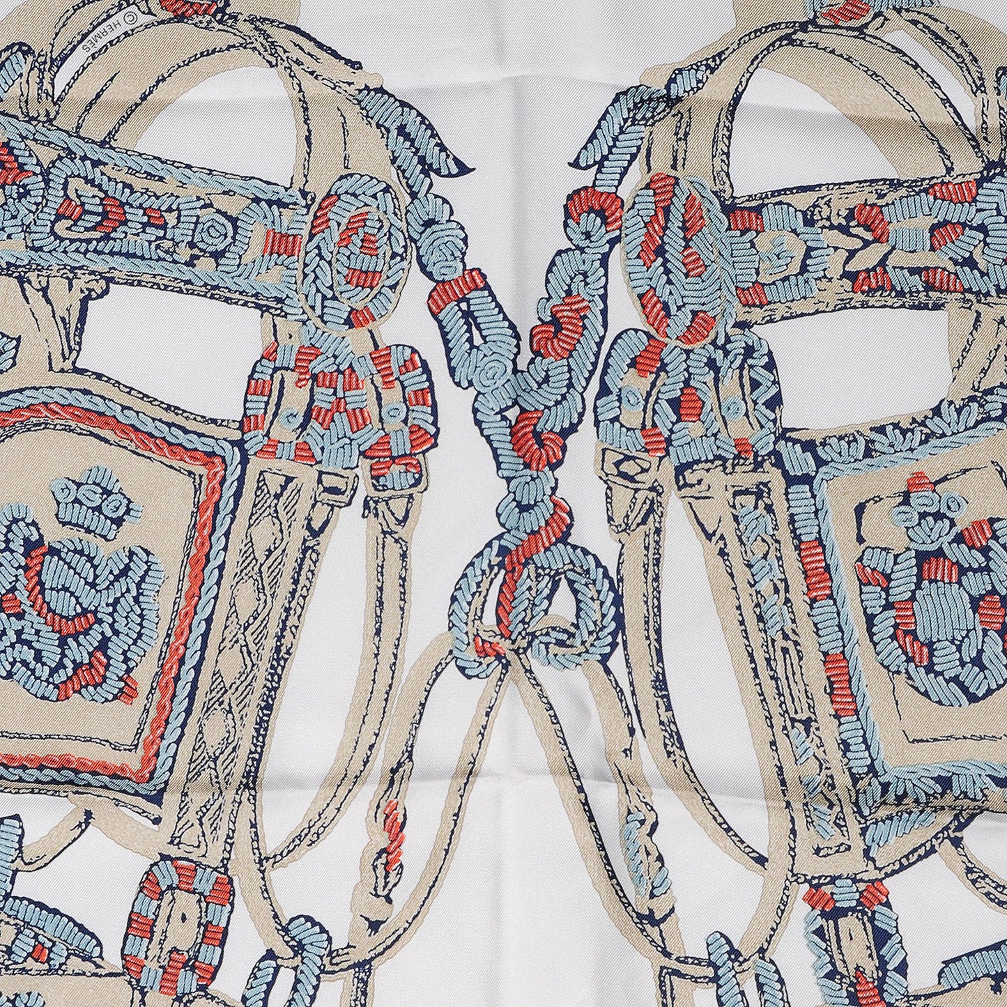 Silk Brides De Gala Scarf 90 Marine Blanc Beige