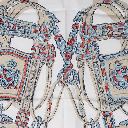 Hermes Silk Brides De Gala Scarf 90 Marine Blanc Beige 1 of 6