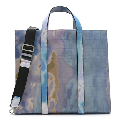 Fendi Fabric Jacquard FF Tie Dye Sunset Large Shopping Tote Light Blue Black 1 of 11