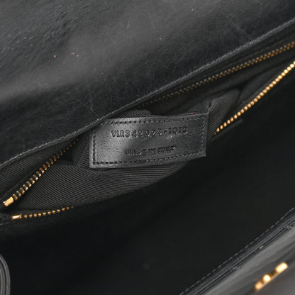 Saint Laurent Smooth Calfskin Matelasse Chevron Large Monogram Satchel Black 7 of 19