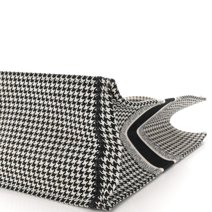 Christian Dior Canvas Houndstooth Embroidered Large Book Tote Black White 10 of 12